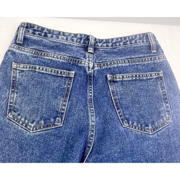 Pretty Little Thing 8/4Mom Jeans Womens High Rise Loose Straight Dark Wash Denim - Picture 6 of 16